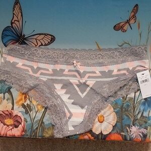 Gray And Pink Print Cheeky Panties